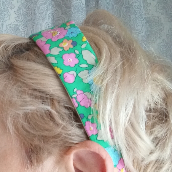 Liberty of London Art Fabric Headband Betsy Meadow Pink Green Colorful Pastel - Picture 4 of 14